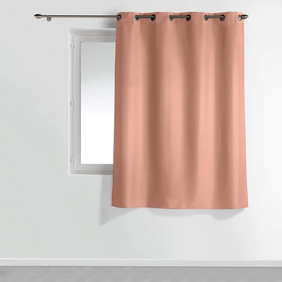 Rideau à œillets petite hauteur 140 x 180 cm – polyester uni essentiel – Blush