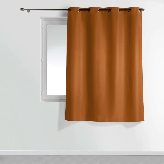 Rideau à œillets petite hauteur 140 x 180 cm – polyester uni essentiel – Camel