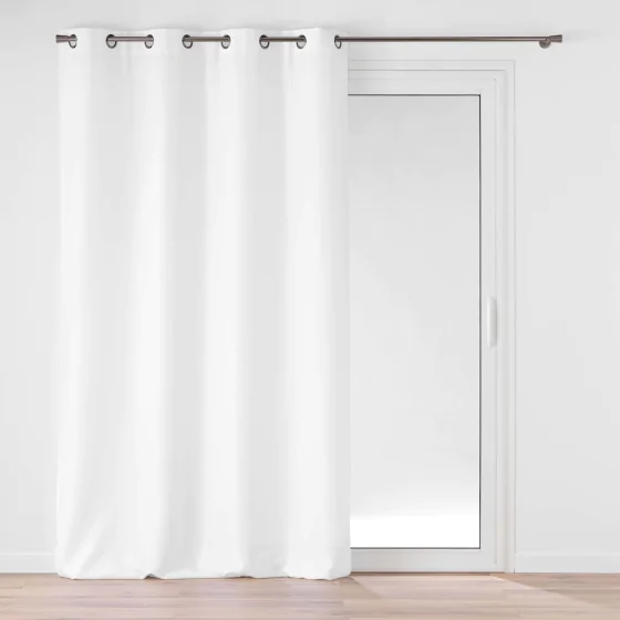 Rideau à œillets 140 x 260 cm – Polyester uni Soline – Blanc
