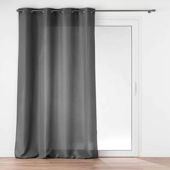 Rideau à œillets 140 x 260 cm – Polyester uni Soline – Béton