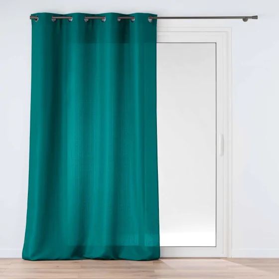 Rideau à œillets 140 x 260 cm – Uni Soline Bleu Paon