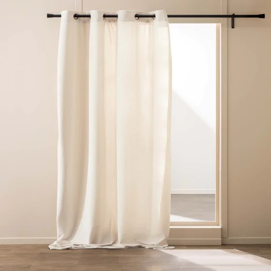 Rideau à œillets 140 x 260 cm – Bouclette unie WINONA – Coloris Naturel