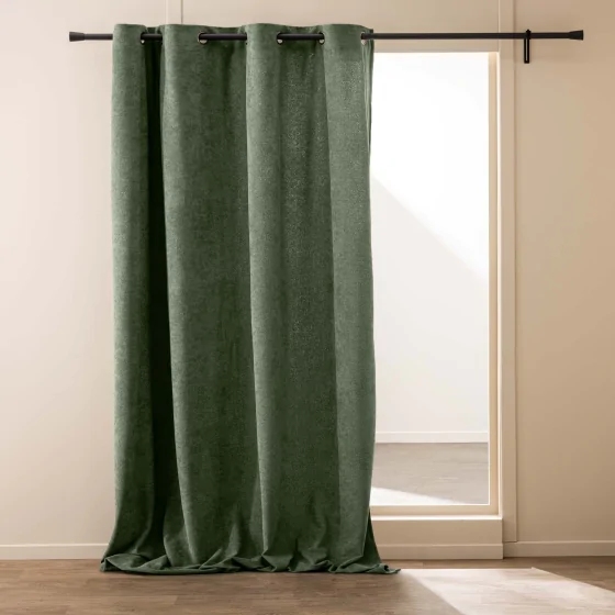 Rideau à œillets 140 x 260 cm – Bouclette unie WINONA – Coloris Cèdre