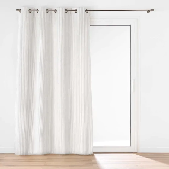  Rideau à œillets 140 x 260 cm – Velours relief côtelé – Modèle Nils Blanc