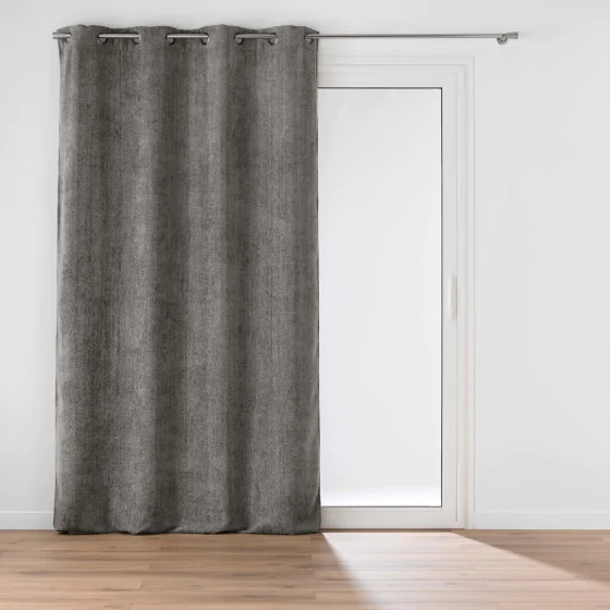 Rideau à œillets 140 x 260 cm en velours chenille Léo – Anthracite