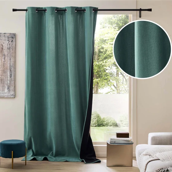 Rideau thermique  à œillets 140 x 260 cm – Velours côtelé doublé polaire – Madison Sauge