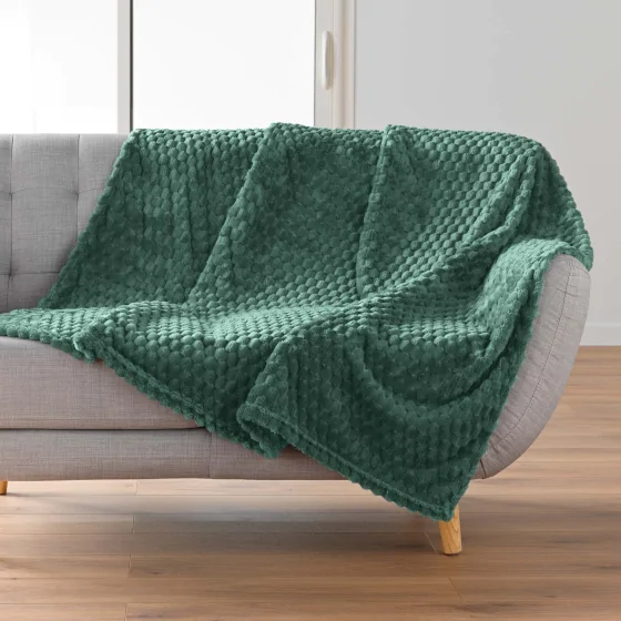 Plaid 125 x 150 cm – Flanelle Relief Unie Mini Frosty Noir