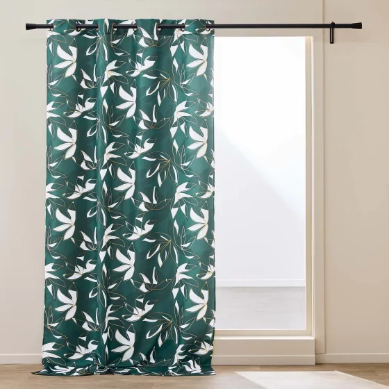  Rideau À Œillets 140 x 260 cm Polyester Imprimé Métallisé – Elsa vert