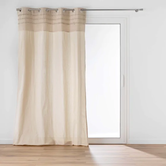  Rideau à œillets 140 x 240 cm – Coton/Polyester – Top fantaisie brodé – Modèle Hilary