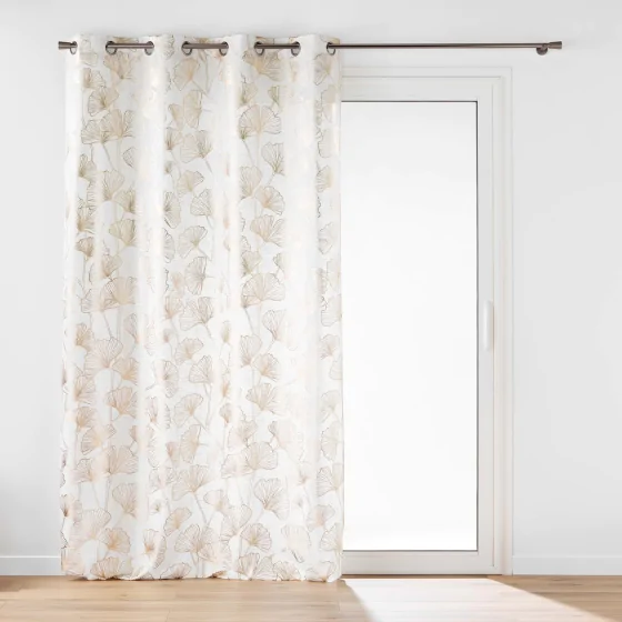 RIDEAU À ŒILLETS 140 x 240 CM – POLYESTER/LIN IMPRIMÉ MÉTALLISÉ KENZY