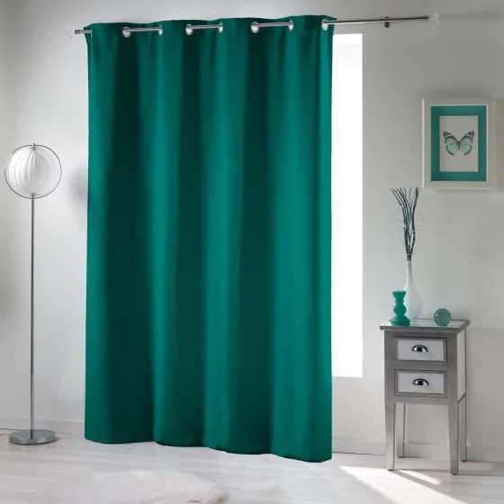Rideaux occultant a oeillets 135 x 240 cm uni Emeraude