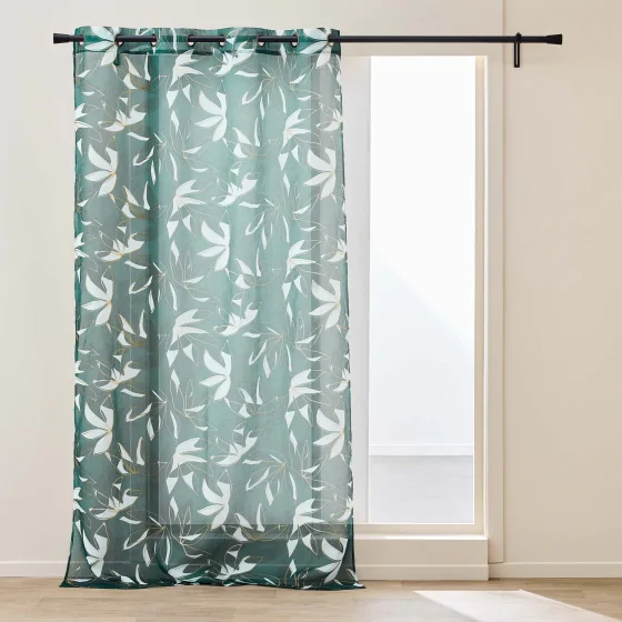 Voilage à Œillets 140 x 240 cm – Voile Sablé Imprimé Métallisé Elsa – Prêt-à-poser