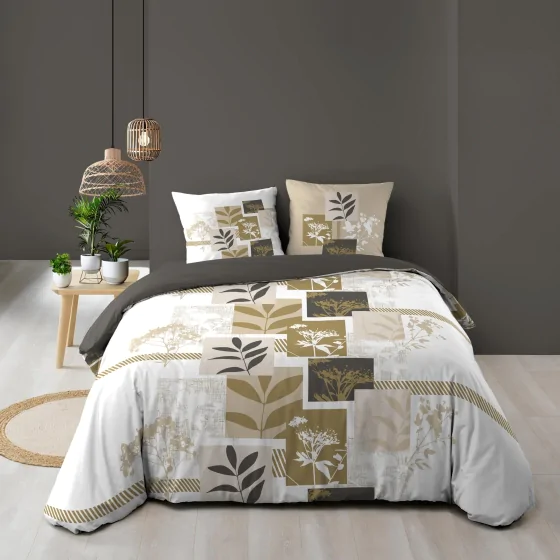 Housse de couette 240 x 220 cm + 2 taies – Coton 57 fils – UTOPIA