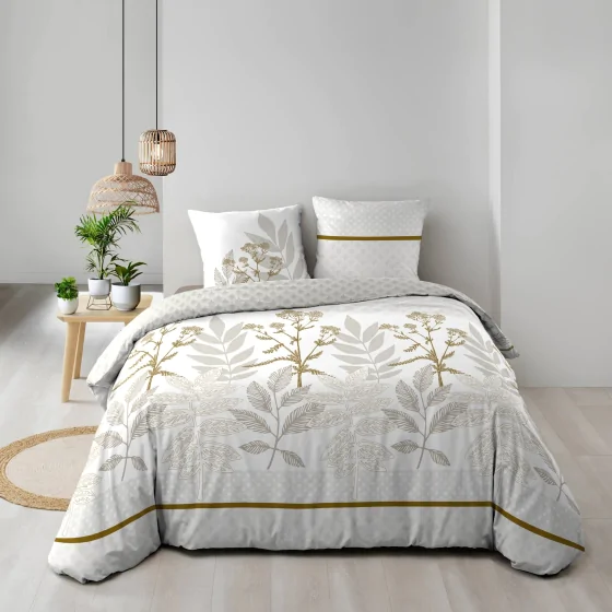 Housse de couette réversible 240 x 220 cm + 2 taies – Coton 57 fils – RAONI