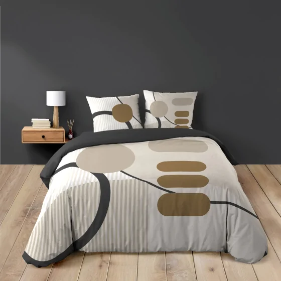 Housse de couette 240x220 cm + 2 taies – Coton 42 fils –  SANTANA naturel