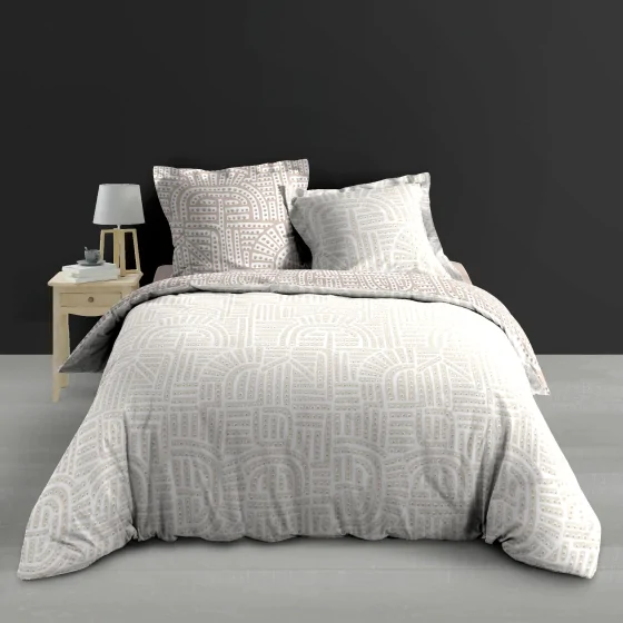 Housse de couette réversible 260 x 240 cm + 2 taies – percale 78 fils – eliot