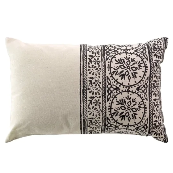 Coussin déhoussable 40 x 60 cm poly-coton Isalina Noir