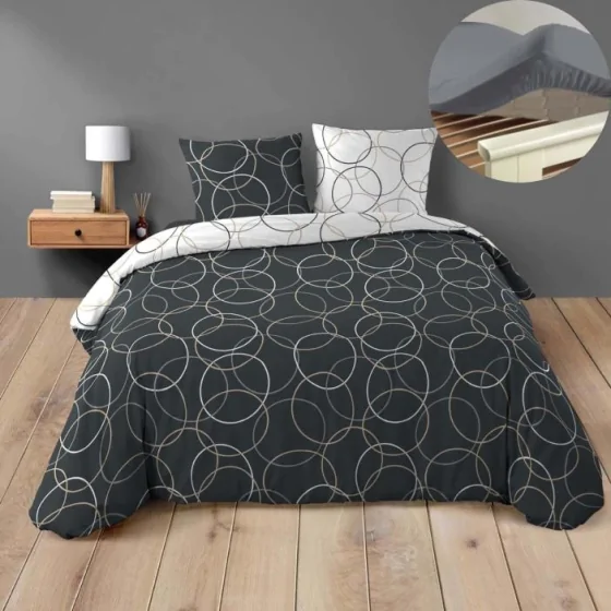 Pack housse de couette 240 220 cm Felix + DH 140 x 190 cm Gris