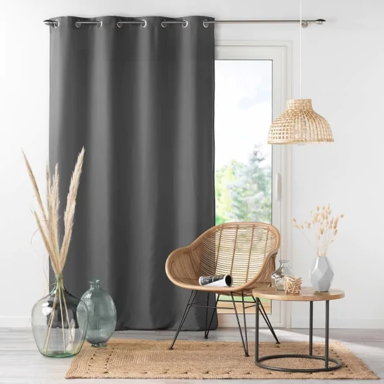 Lot de 4 Rideaux à Œillets - 140 x 260 cm - Microfibre Légère - Anthracite Absolu