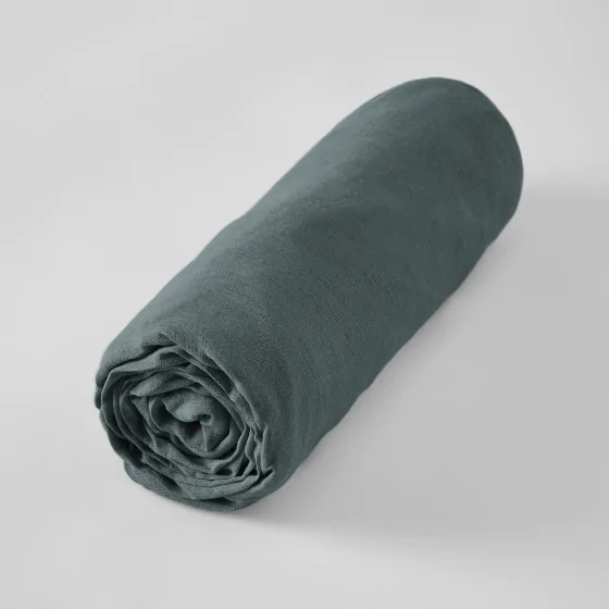 Drap housse 180 x 200 cm – Lin lavé Soline Ardoise - Bonnet 30 cm