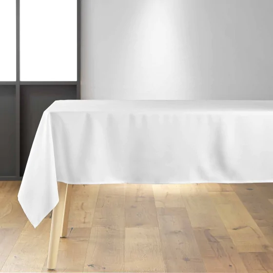 Nappe de Table XXL 140 x 300 cm – Polyester Uni – Teinte Blanc Intemporel