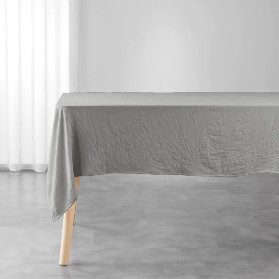  Nappe rectangle 140 x 240 cm – Microfibre unie lavée – Finition ourlet – SUZY Taupe