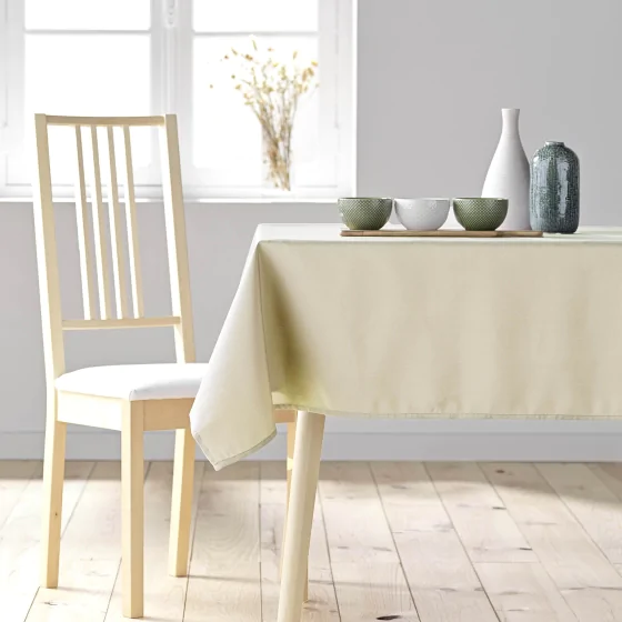 Nappe de Table XXL 140 x 300 cm – Polyester Uni – Teinte NATUREL