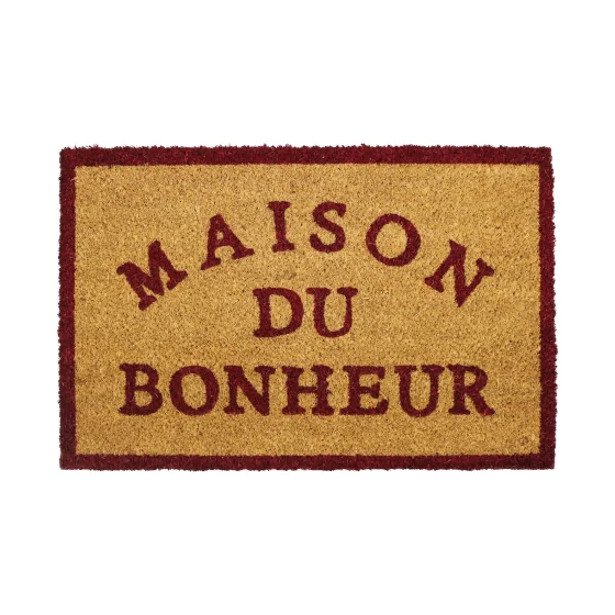 paillasson rectangle 40 x 60 cm coco imprime bonheur