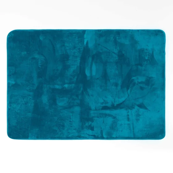  Tapis Rectangle 120x170 cm – Flanelle Unie Ultra Douce – Bleu – Finition Biais