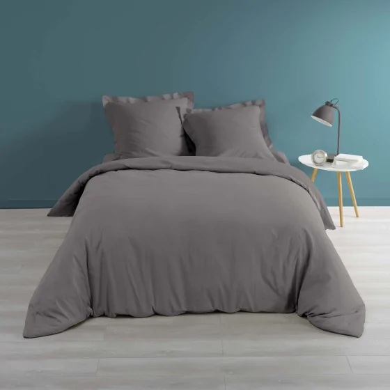 Housse de couette percale de coton luxe 220 x 240  cm Anthracite