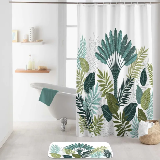 RIDEAU DE DOUCHE+CROCHETS 180 x 200 CM POLYESTER IMPRIME PANAZIO DES. PLACE