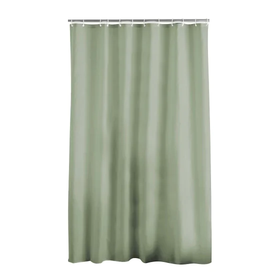 RIDEAU DE DOUCHE AVEC CROCHETS 180 x 200 CM POLYESTER UNI ESSENCIA SAUGE