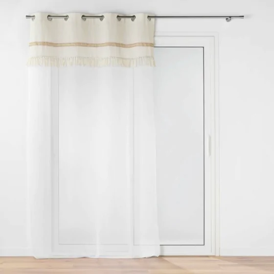 Voilage a oeillets 140 x 240 cm voile sablé + jute Janara Naturel