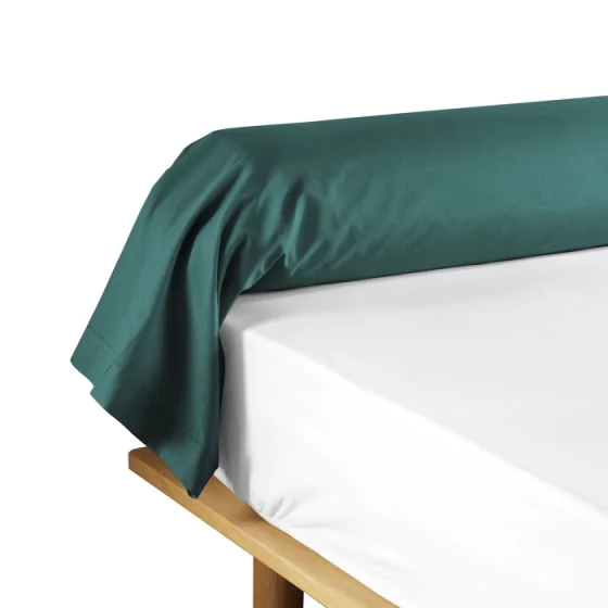 Taie de traversin 85 x 185 cm uni 57 fils lina  +point bourdon Emeraude