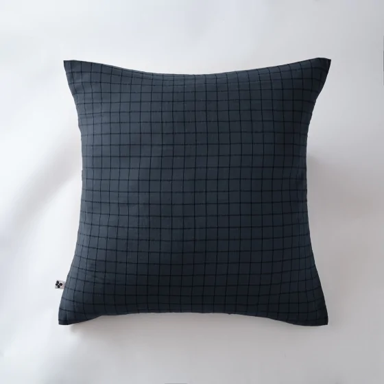 Taie d'oreiller gaze de coton tissée 60 x 60 cm gaïa mix Bleu marine
