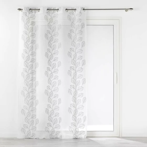 Panneau a oeillets 140 x 240 cm voile sable brode edenia Gris