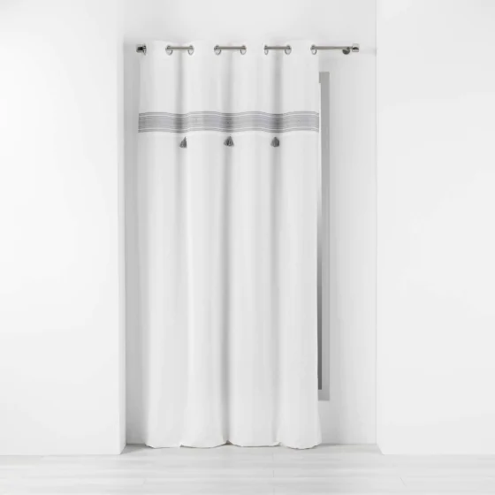 Rideau tamisant 140 x 240 cm 100% coton brodé  Amaya Gris