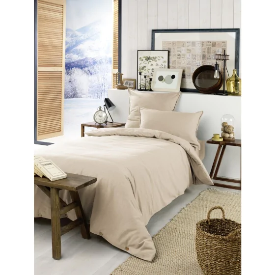 Housse de couette chaude en flanelle 140 x 200 cm Candice Beige