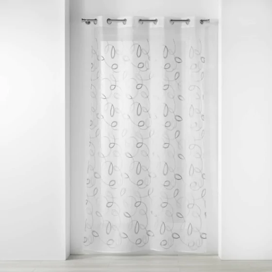 Panneau a oeillets 140 x 240 cm voile sable brode hoops Gris