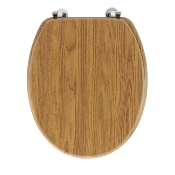 Abattant wc charnieres metal 37.5 x 46 cm mdf effet bois strata Chene