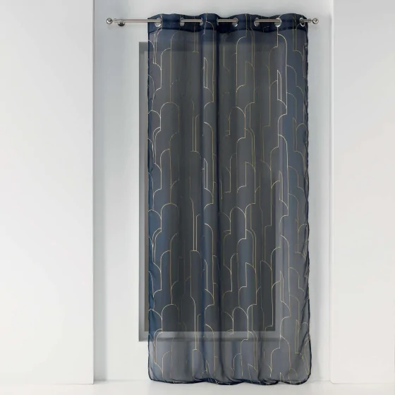 Panneau a oeillets 140 x 240 cm voile imprime metallise domea Marine/or