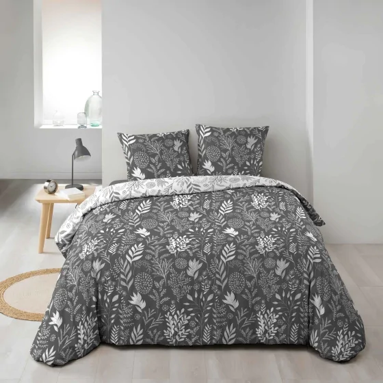 Housse de couette imprimée 240 x 220 cm + 2 taies 100% coton Suzanne