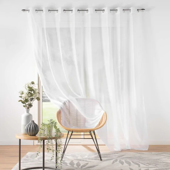 voilage grande largeur 300 x 240 cm voile sablé Lissea Blanc