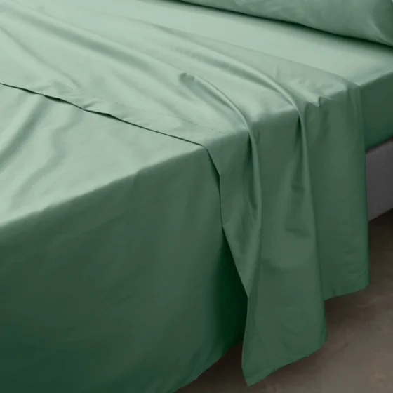 Drap plat 1 pers. 180 x 290 cm percale de coton 78 fils Tilleul