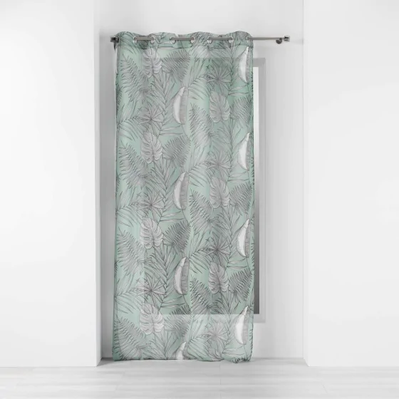 Voilage a oeillets 140 x 240 cm voile sablé imprimé Majolica Menthe