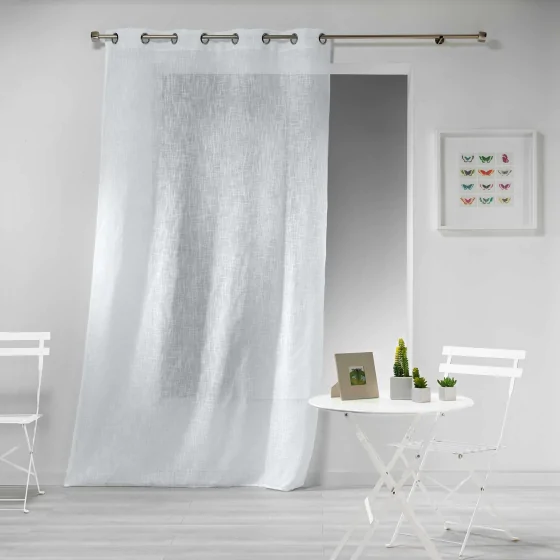 Voilage a oeillets 140 x 280 cm effet lin Haltona Blanc