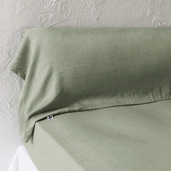 Taie de Traversin 43 x 185 cm - Lyocell Uni Lysandre Thym - 147 g/m²