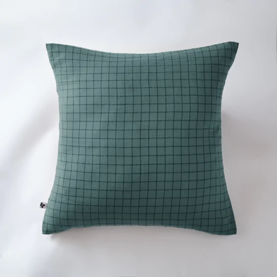 Taie d'oreiller gaze de coton tissée 60 x 60 cm gaïa mix Bleu canard