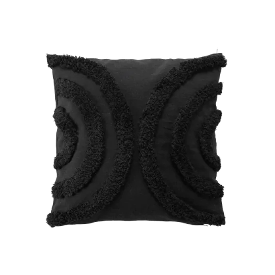 Coussin dehoussable 40 x 40 cm polycoton tufte Zita Noir
