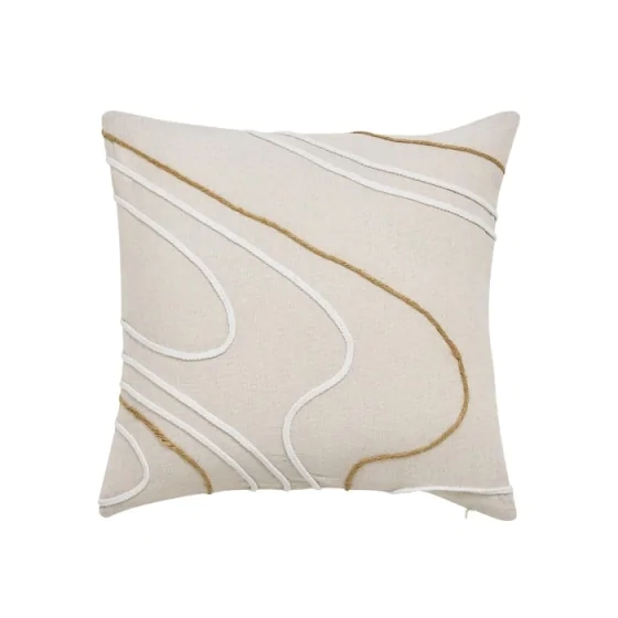 Coussin dehoussable compresse 45 x 45 cm polycoton uni+jute+corde lacia Sans